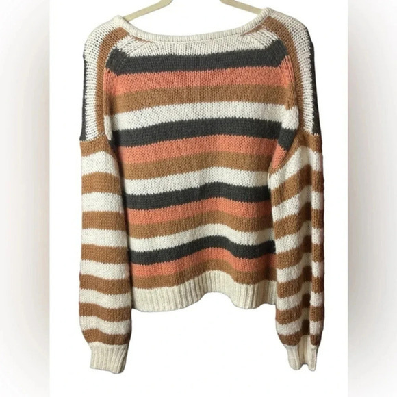 Madewell Balloon Sleeve Sweater in Stripe Mix Women’s Size S Wool/Alpaca - Picture 4 of 12